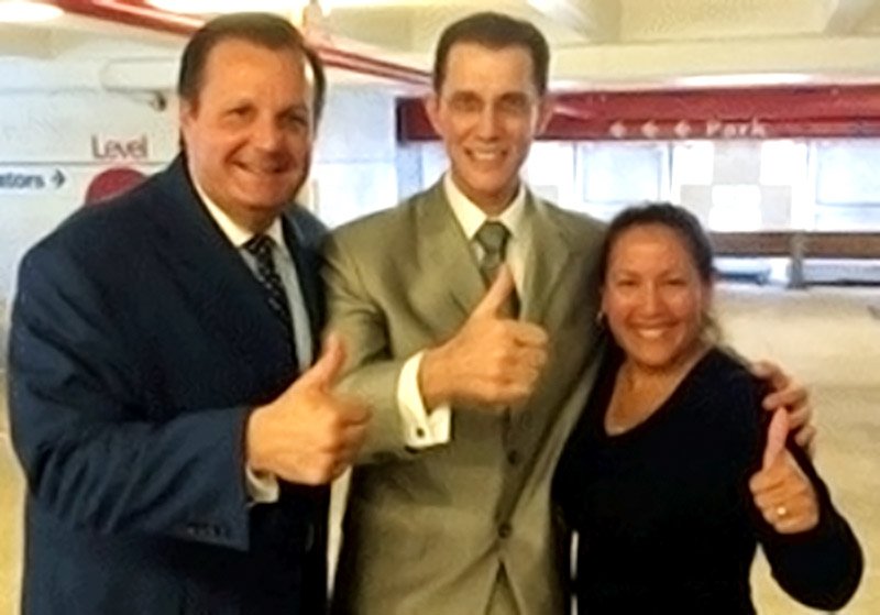 David Garvin and Julio Robaina and Raiza Robaina after trial